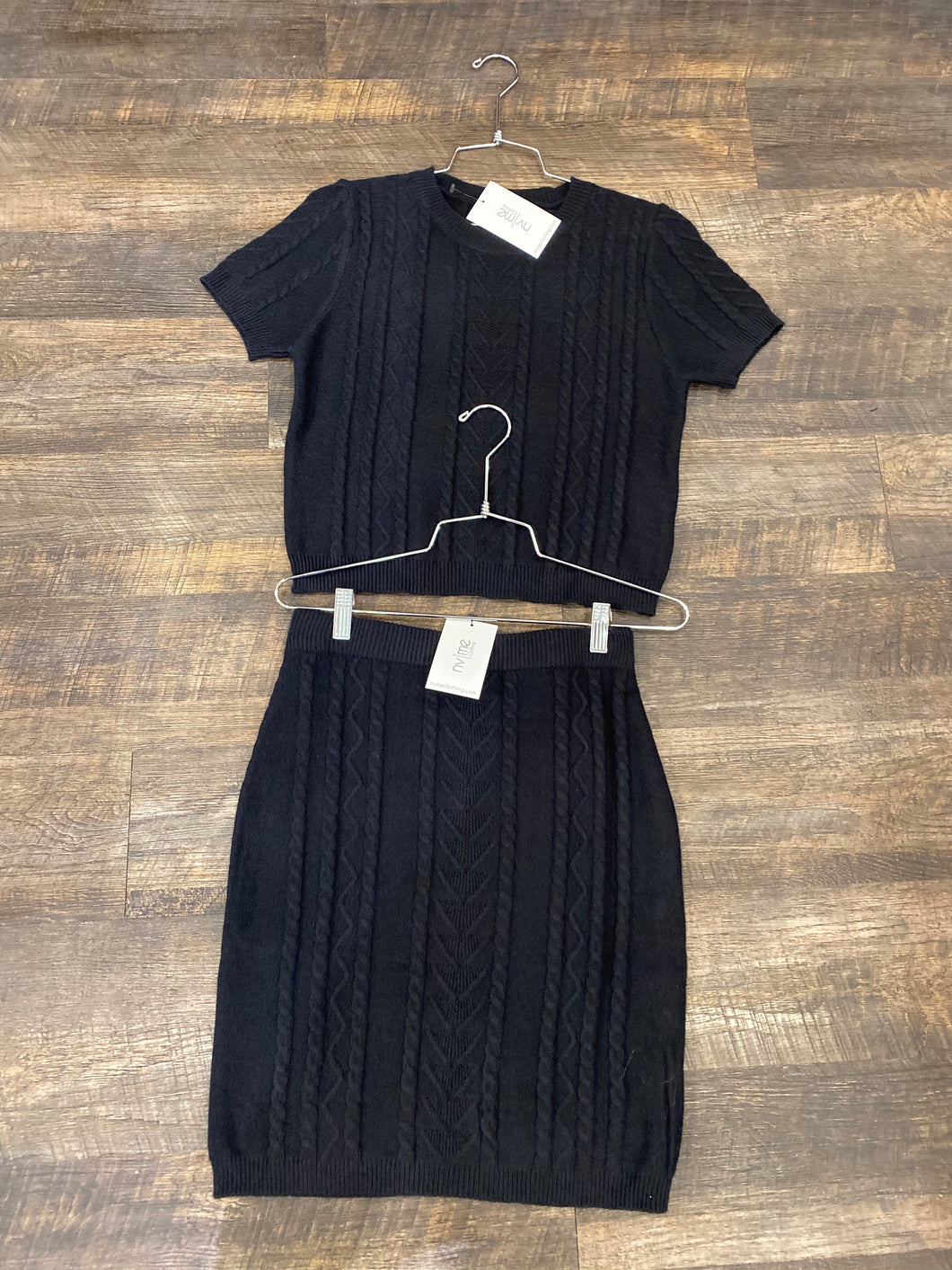 Black Textured Sweater Set