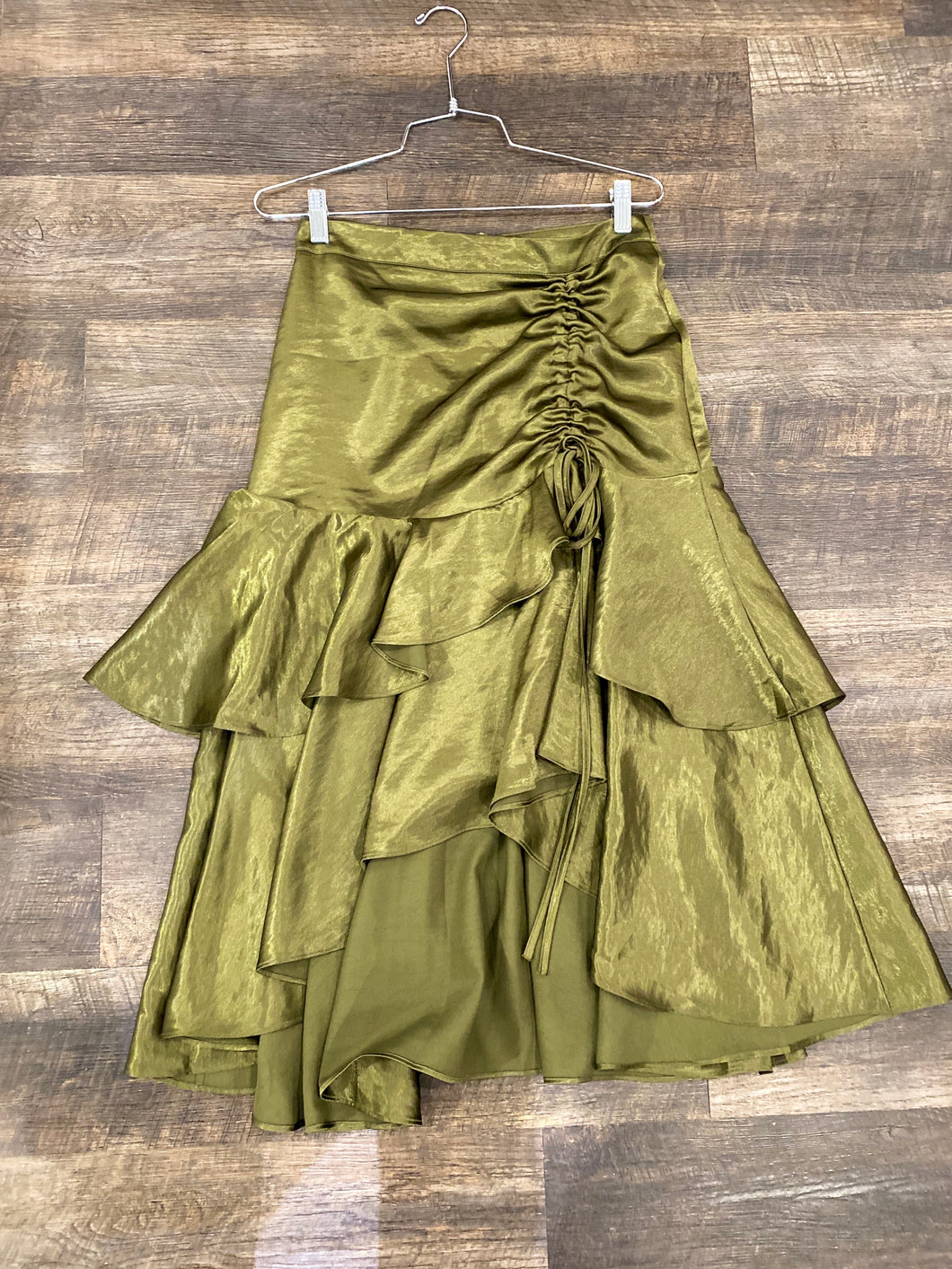 Olive Layered Satin Skirt