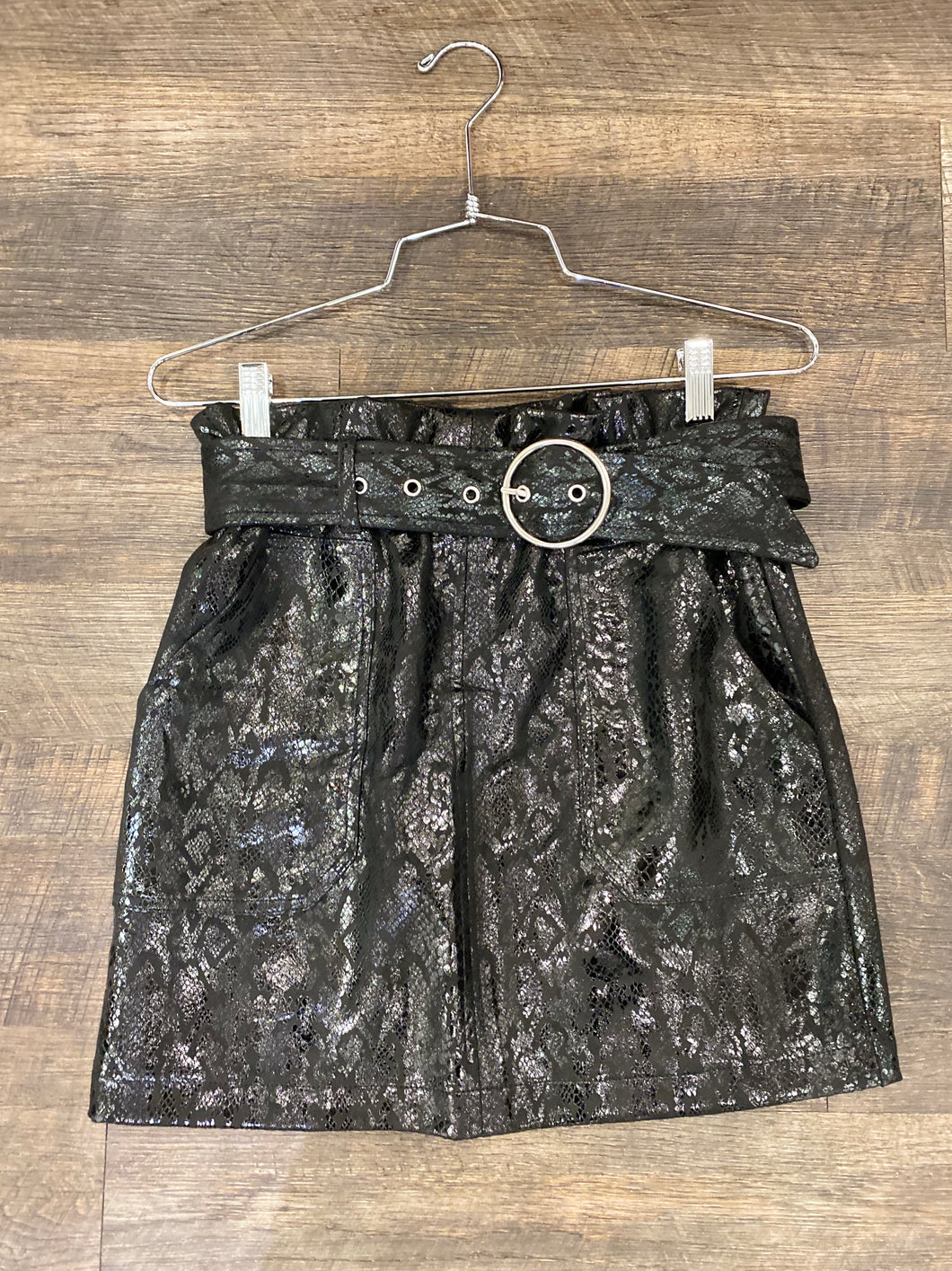 Black Snake Print Skirt