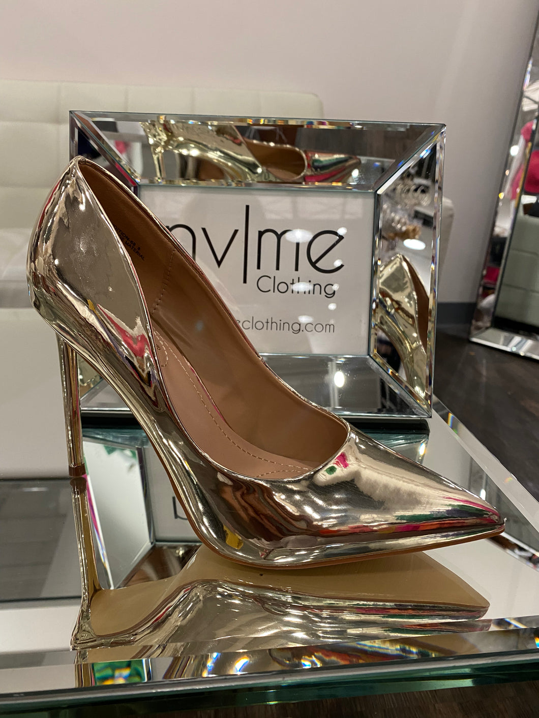 Larissa Patent Silver Pump - Gold