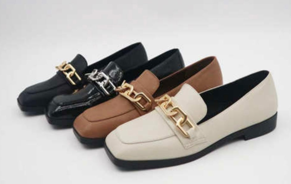 Adi Ivory Gold Chain Loafers