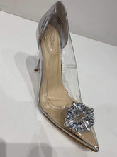 Load image into Gallery viewer, Amber Rhinestone Buckle Pumps - Clear Silver
